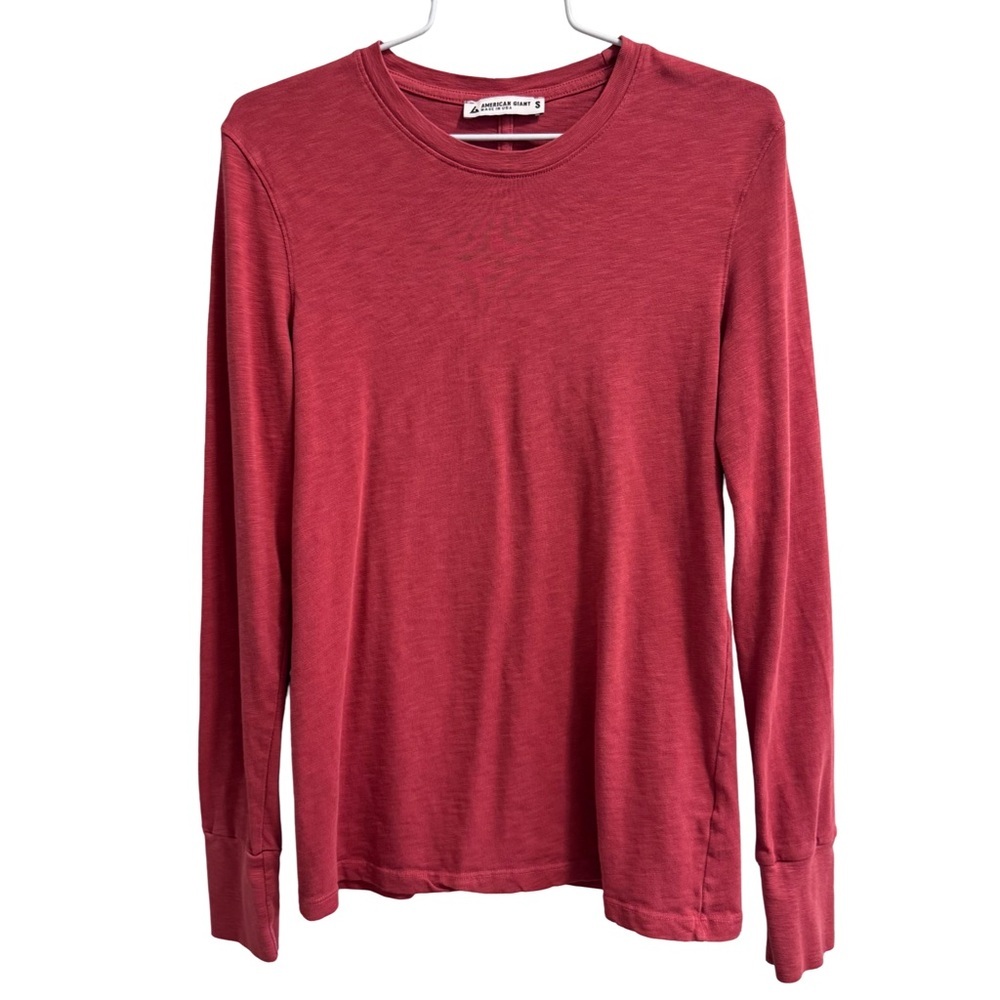 Women’s American Giant Long Sleeve 100% Supima Cotton Burnt Red Shirt Size Small